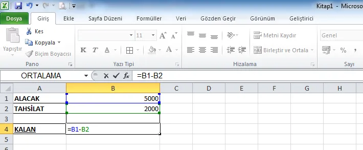 Excel Çıkarma FOTO: Excel Çıkarma