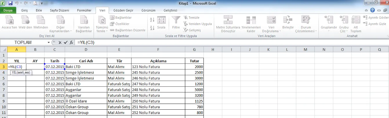 Excel Cari Hesap Tablosu FOTO: Excel Cari Hesap Tablosu