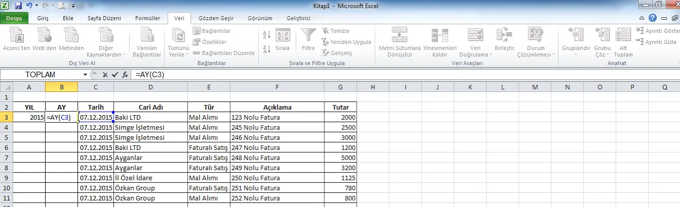 Excel Cari Hesap Tablosu FOTO: Excel Cari Hesap Tablosu