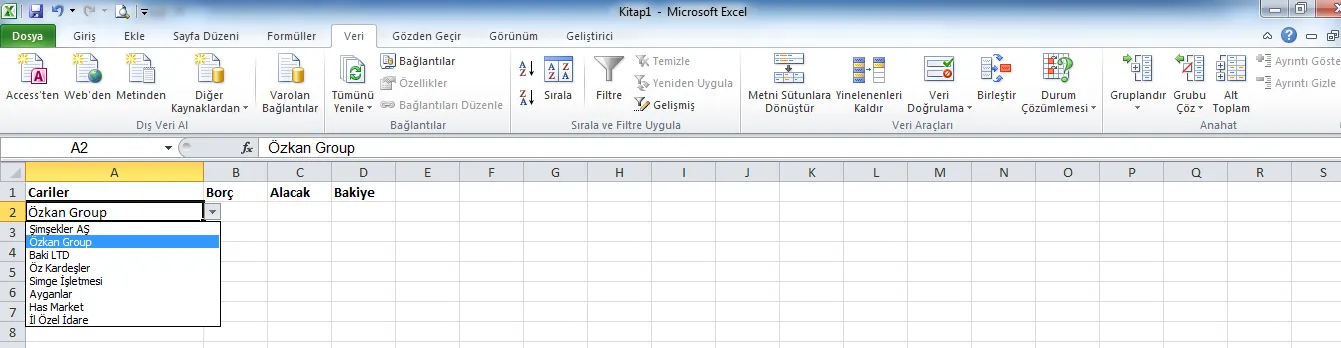 Excel Cari Hesap Tablosu FOTO: Excel Cari Hesap Tablosu