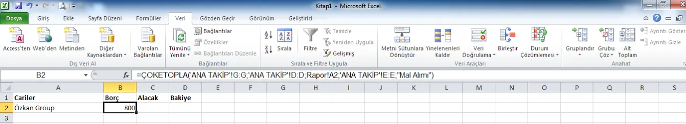 Excel Cari Hesap Tablosu FOTO: Excel Cari Hesap Tablosu