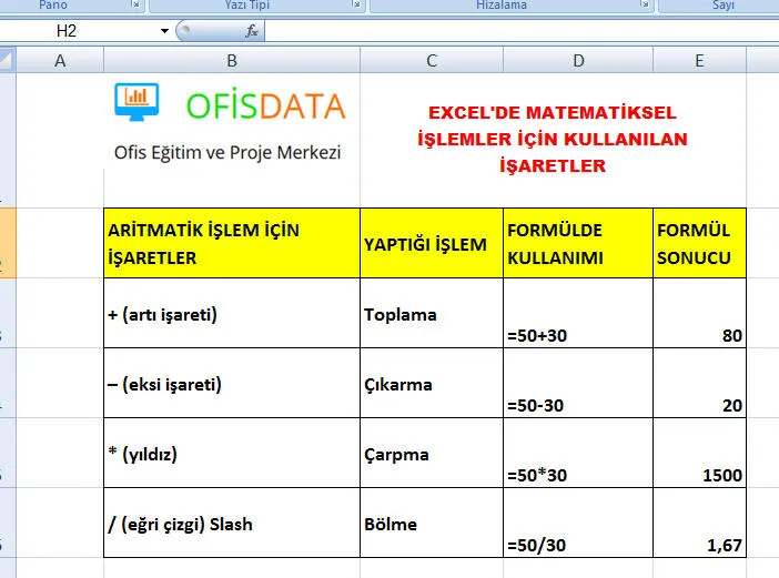 Excel Çıkarma FOTO: Excel Çıkarma