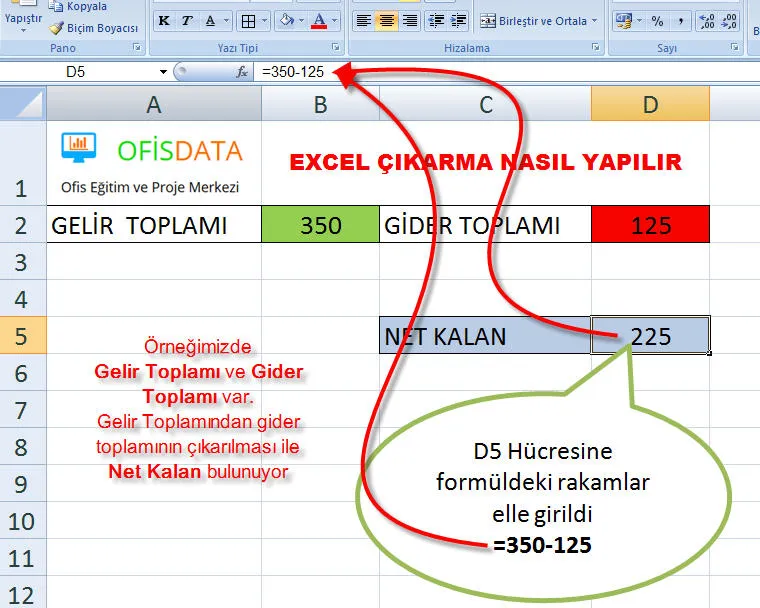Excel Çıkarma FOTO: Excel Çıkarma