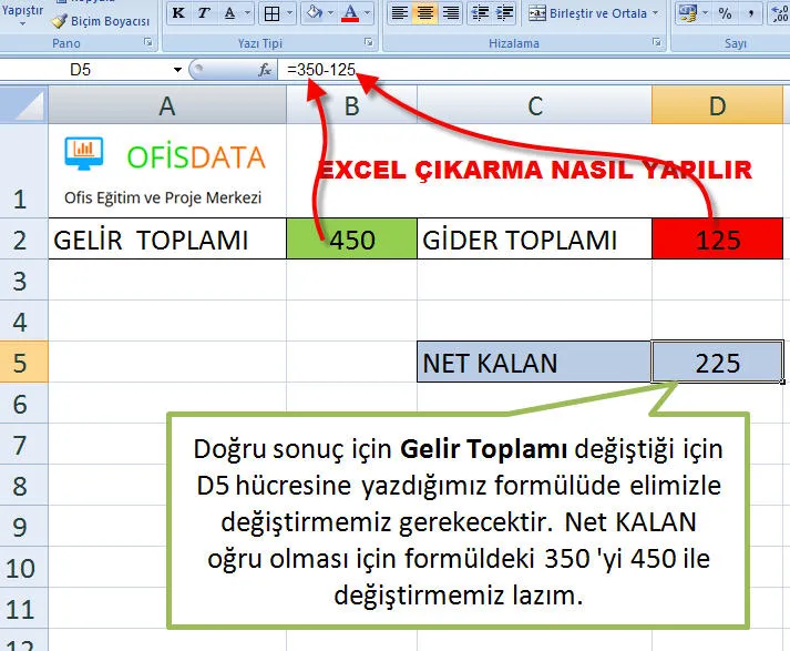 Excel Çıkarma FOTO: Excel Çıkarma