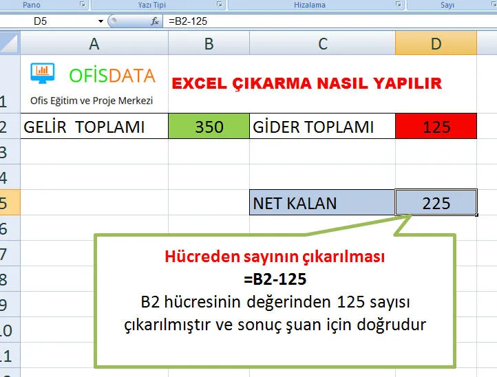 Excel Çıkarma FOTO: Excel Çıkarma