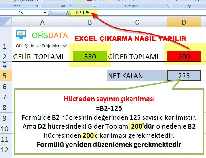 Excel Çıkarma FOTO: Excel Çıkarma