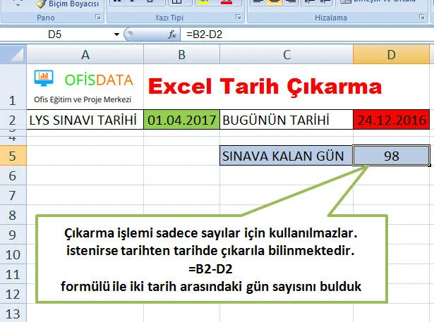 Excel Çıkarma FOTO: Excel Çıkarma