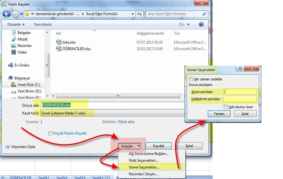 Excel Dosyasına Şifre Koyma FOTO: Excel Dosyasına Şifre Koyma