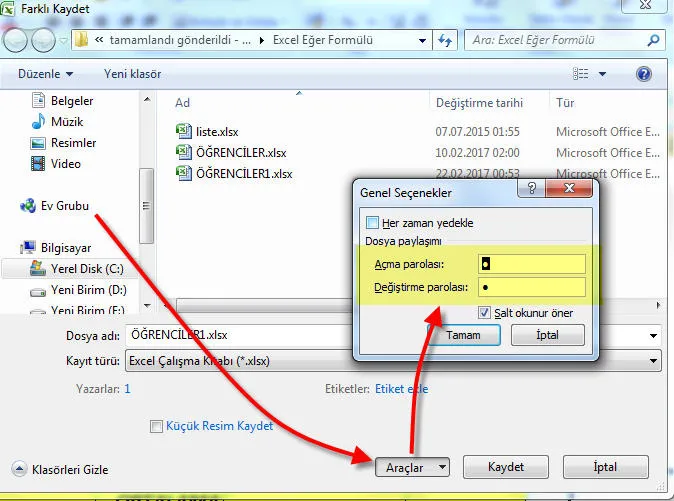Excel Dosyasına Şifre Koyma FOTO: Excel Dosyasına Şifre Koyma