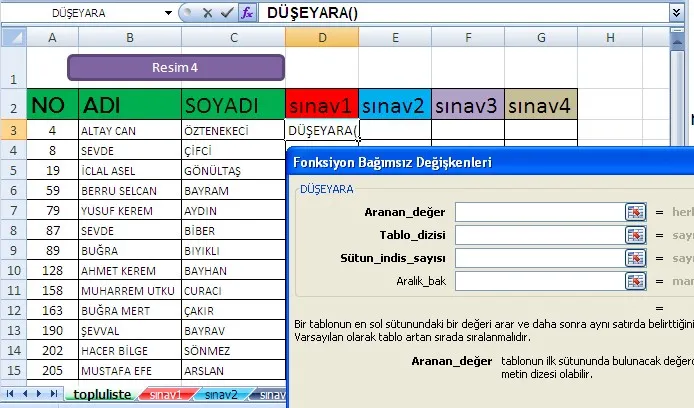 Excel Düşeyara Nedir? FOTO: Excel Düşeyara Nedir?
