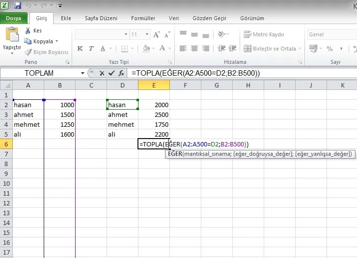 Excel Eğer FOTO: Excel Eğer