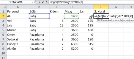 Eğer Formül Kullanımı FOTO: Excel Eğer Formülü Örnekleri