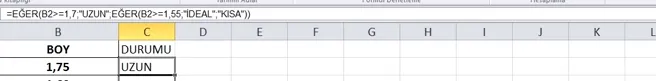 Eğer Formül Kullanımı FOTO: Excel Eğer Formülü Örnekleri