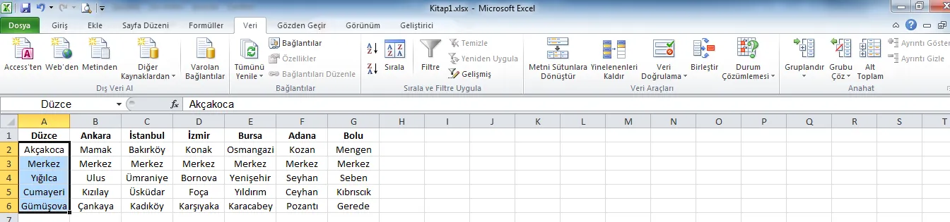 Excel Düşeyara Fonksiyonu FOTO: Excel Fatura Örneği