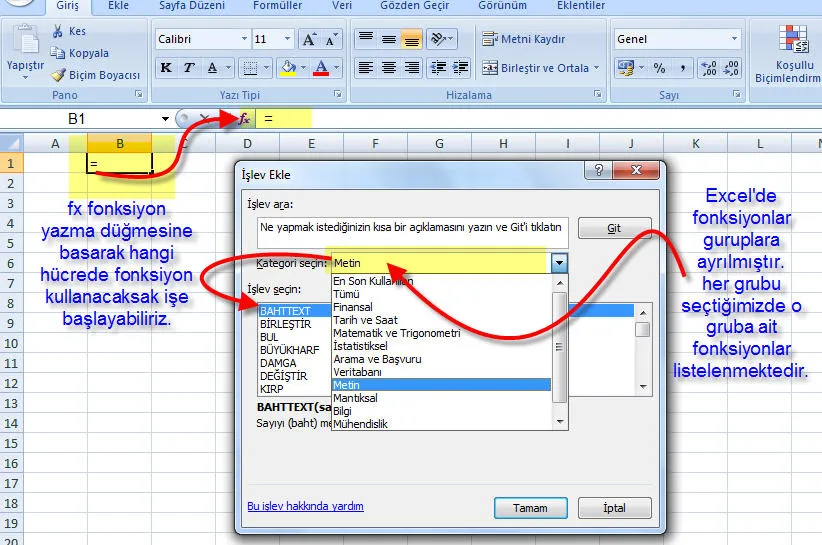 Excel Fonksiyonları FOTO: Excel Fonksiyonları
