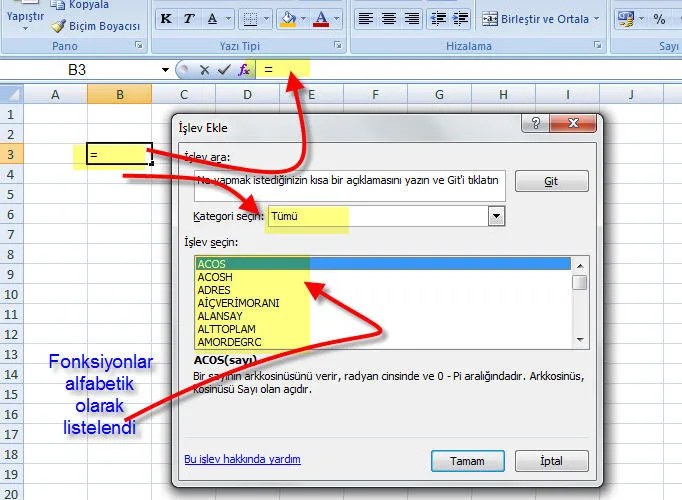 Excel Fonksiyonları FOTO: Excel Fonksiyonları