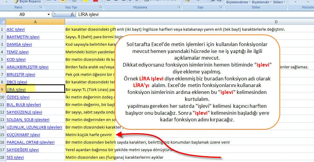 Excel Fonksiyonları FOTO: Excel Fonksiyonları