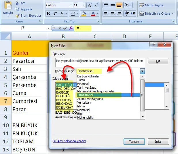 Excel Fonksiyonları FOTO: Excel Fonksiyonları