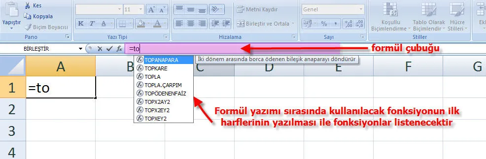 Excel Formül Yazma FOTO: Excel Formül Yazma