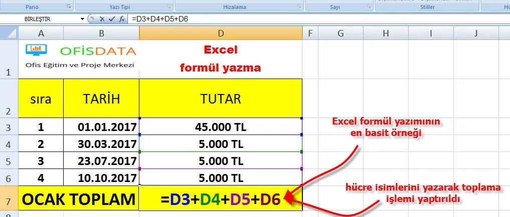 Excel Formül Yazma FOTO: Excel Formül Yazma