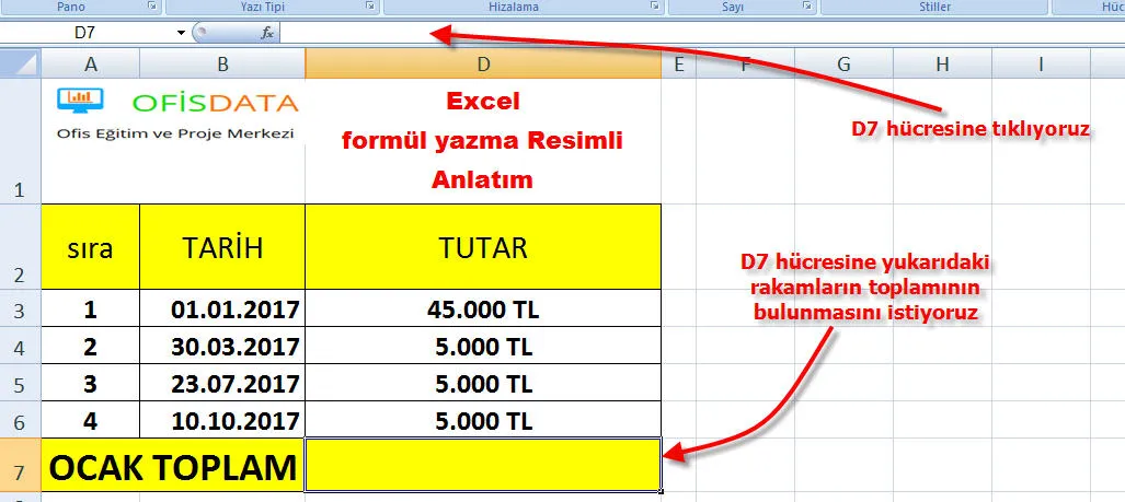 Excel Formül Yazma FOTO: Excel Formül Yazma