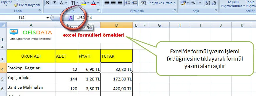 Excel Formülleri Örnekleri FOTO: Excel Formülleri Örnekleri