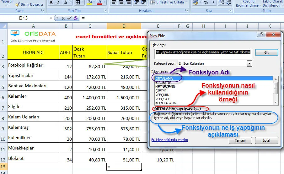 Excel Formülleri Örnekleri FOTO: Excel Formülleri Örnekleri