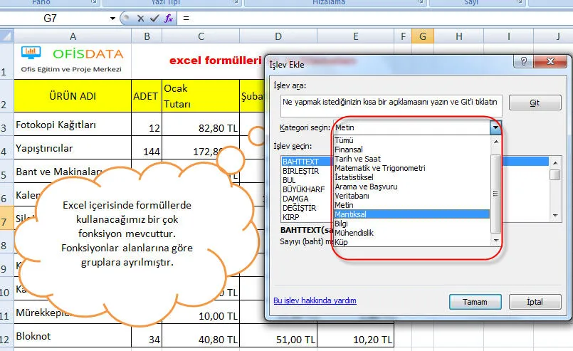 Excel Formülleri Örnekleri FOTO: Excel Formülleri Örnekleri