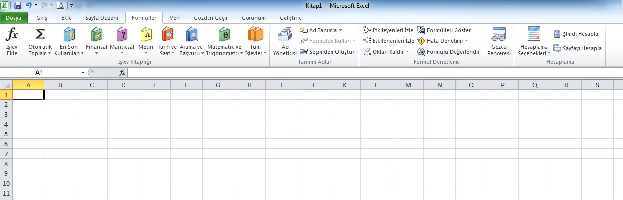 Excel Formül Menüsü FOTO: Excel Formülleri Resimli Anlatım