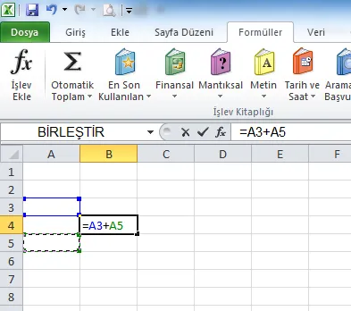 Direk Formül Yazma FOTO: Excel Formülleri Resimli Anlatım