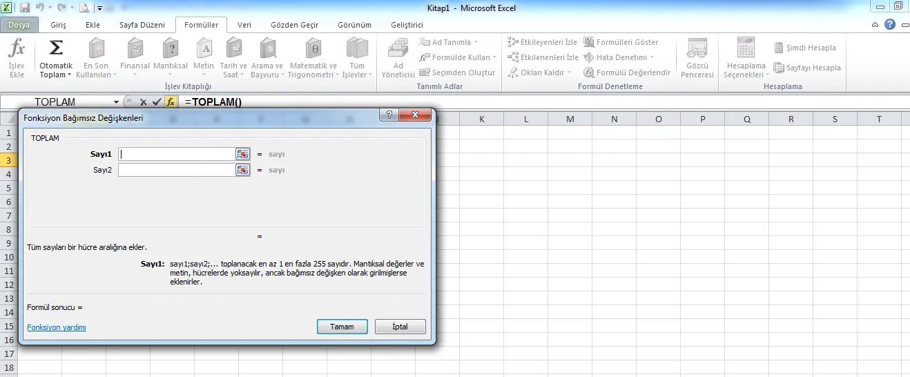 Toplam 2 FOTO: Excel Formülleri Resimli Anlatım