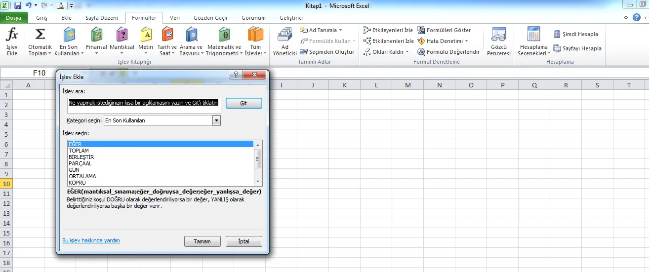 Eğer 1 FOTO: Excel Formülleri Resimli Anlatım