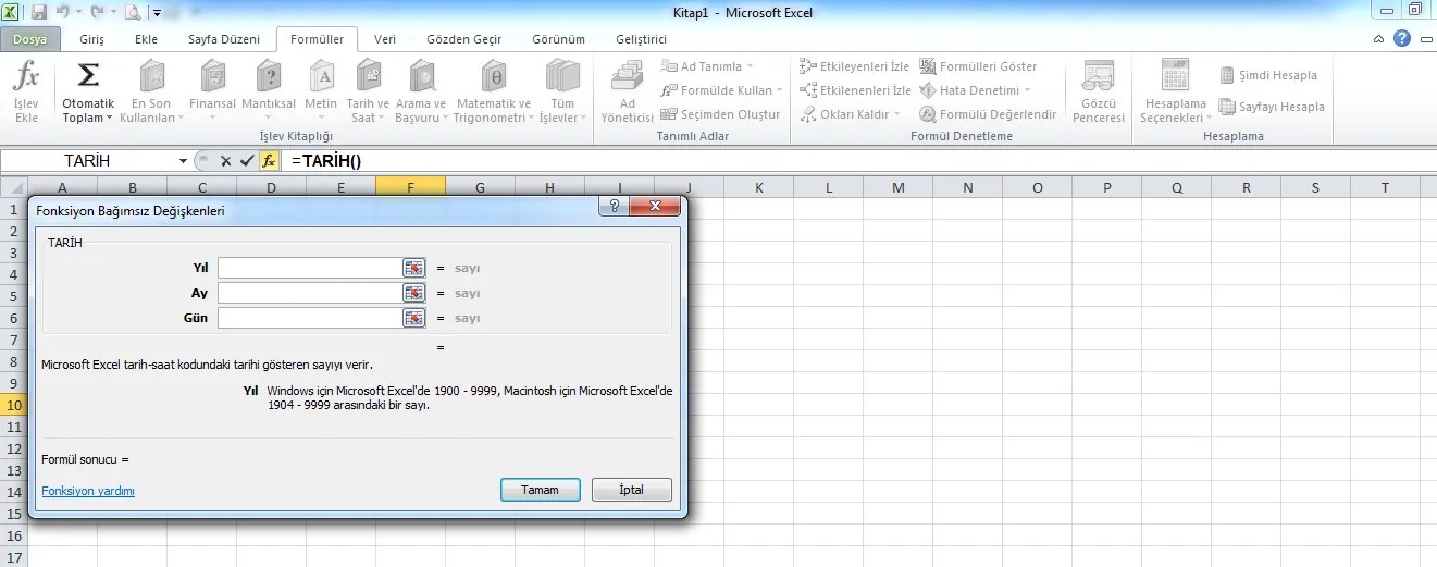 Tarih 2 FOTO: Excel Formülleri Resimli Anlatım