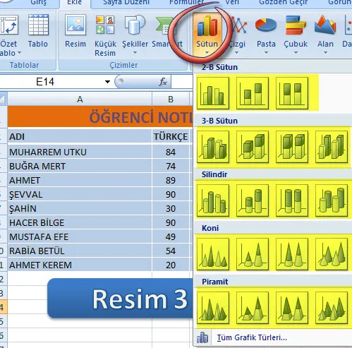 Excel Grafik Oluşturma FOTO: Excel Grafik Oluşturma