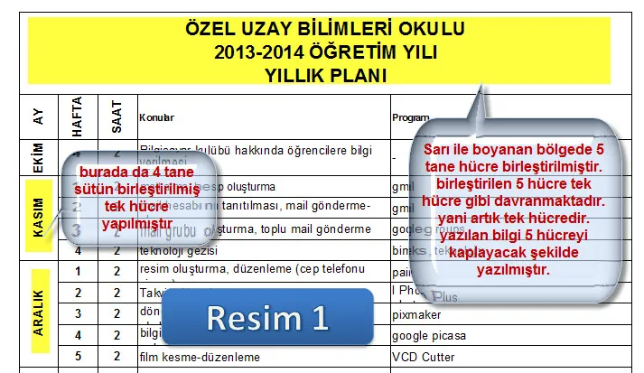 Excel Hücre Seçim FOTO: Excel Hücre seçim