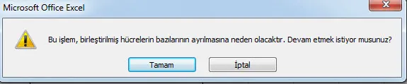 Excel Hücre Ekleme Uyarı FOTO: Excel Hücre Ekleme Uyarı