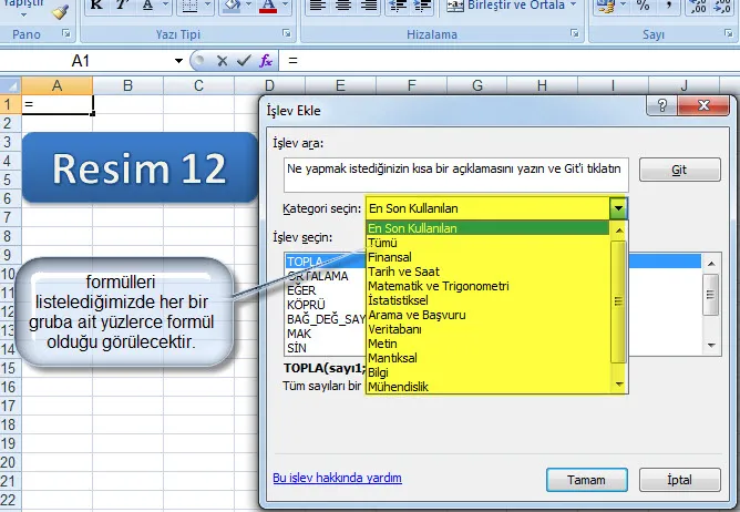Excel İşlev Ekleme FOTO: Excel İşlev Ekleme