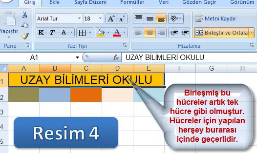 Excel Birleştirilmiş Hücre FOTO: Excel Birleştirilmiş Hücre
