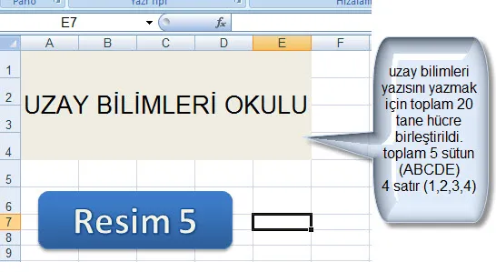 Excel Birleştirilmiş Stun FOTO: Excel Birleştirilmiş Stun