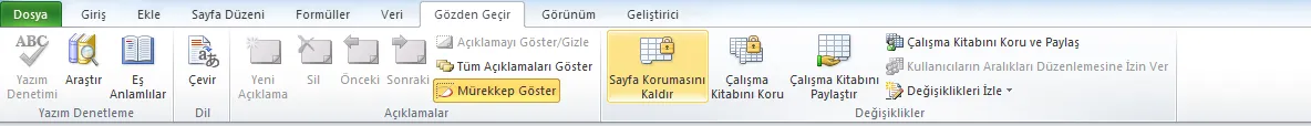 Excel Hücre Koruma FOTO: Excel Hücre Koruma