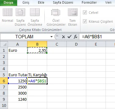 Excel Hücre Sabitleme FOTO: Excel Hücre Koruma