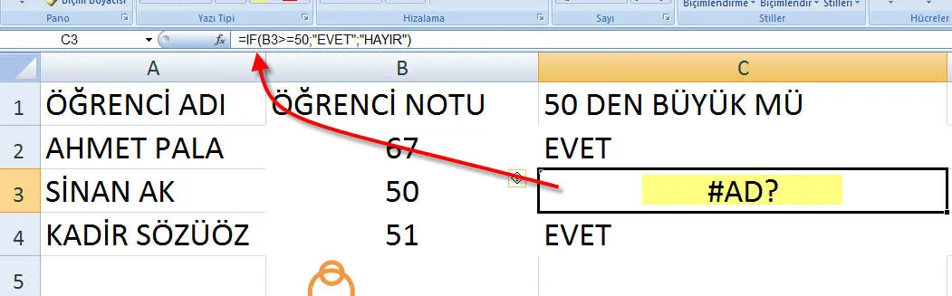 Excel İf Kullanımı FOTO: Excel İf Kullanımı