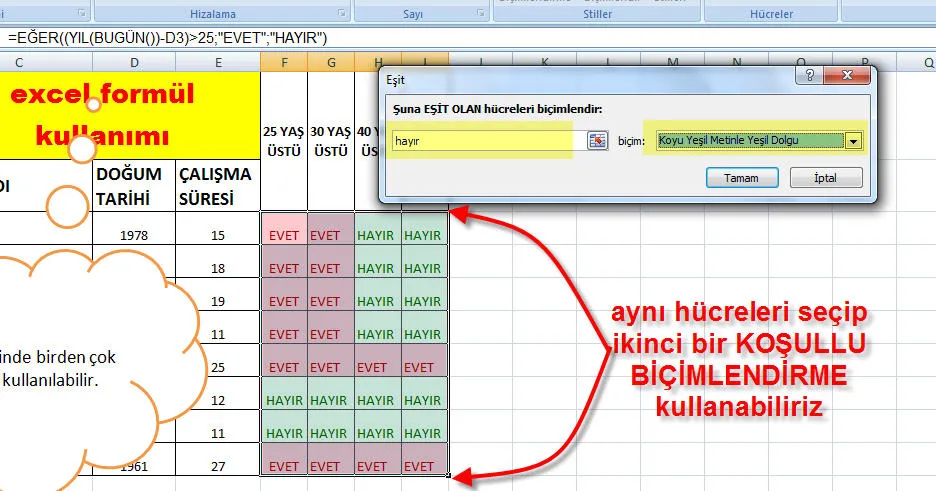 Excel İf Kullanımı FOTO: Excel İf Kullanımı