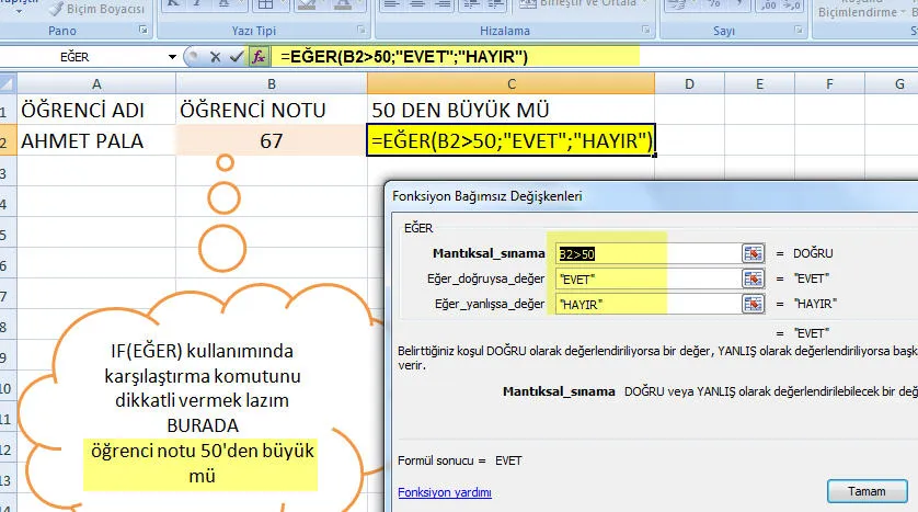 Excel İf Kullanımı FOTO: Excel İf Kullanımı