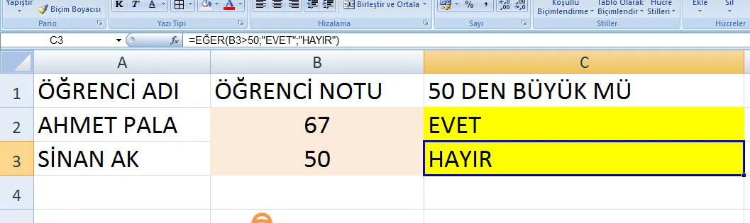 Excel İf Kullanımı FOTO: Excel İf Kullanımı