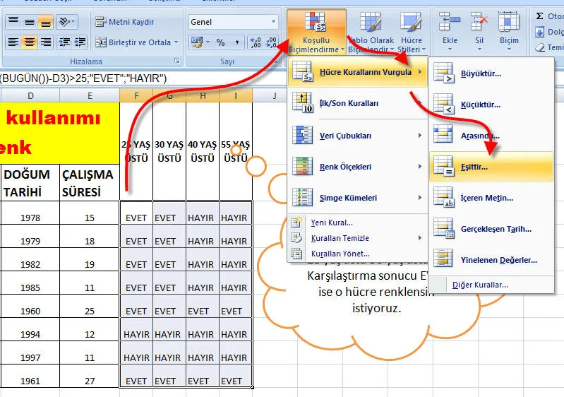 Excel İf Kullanımı FOTO: Excel İf Kullanımı