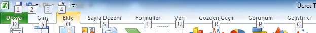 Tüm Kısayollara Erişme FOTO: Excel Kısayollar
