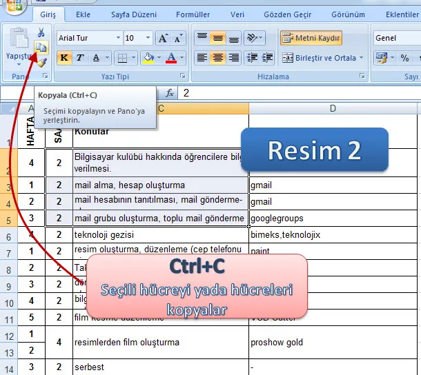 Microsoft Excel Kopyalama FOTO: Microsoft Excel Kopyalama