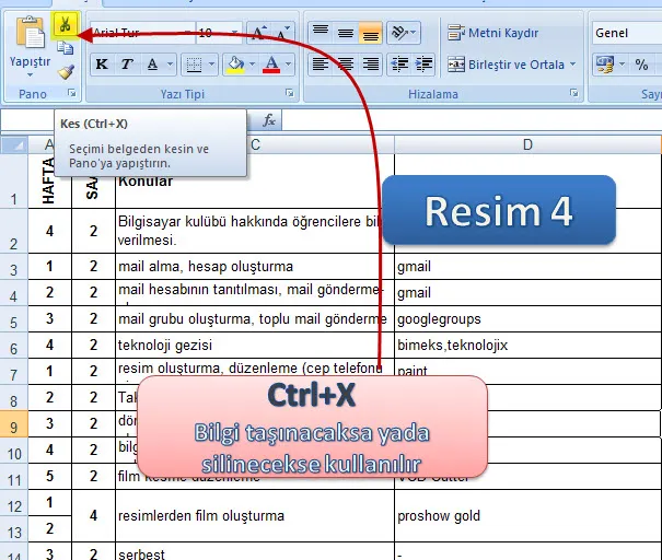Microsoft Excel Kesme FOTO: Microsoft Excel Kesme