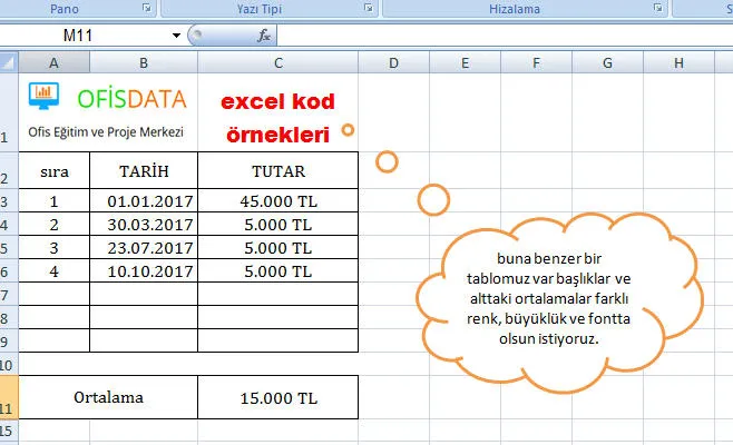 Excel Kodları FOTO: Excel Kodları